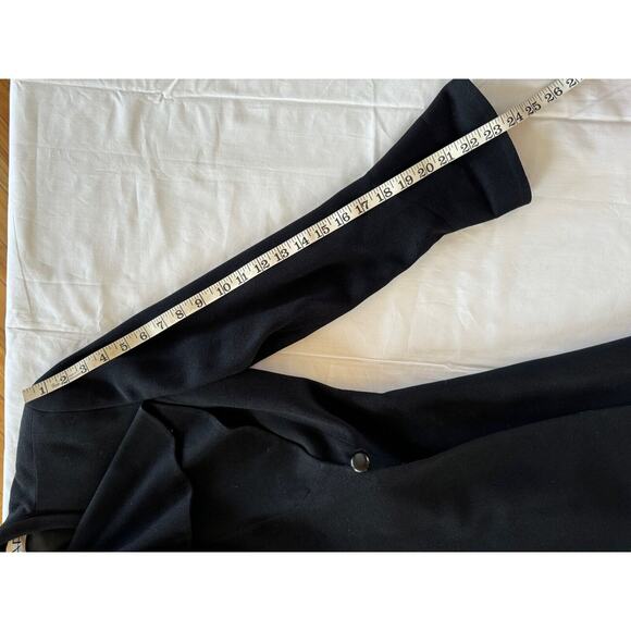 Vintage 90s Career Black Coat Dress Sz 4 Ruffle Front Single Button Rayon Blend - Picture 9 of 15